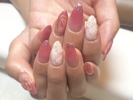 ピンクグラデ×フラワーアート