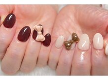 ネイルアンドアイラッシュスタジオ シュシュ(chouchou)/ワンカラー×リボン