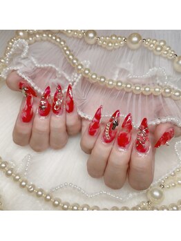 アイカ(Aika)/10本長さだしインク風ネイル