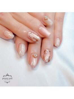 ピオニーネイル(peony nail)/ブラウンマグ＆ミラーフラワー
