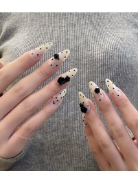 ドット、黒バラ