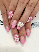 コト(KOTO)/花/3D/ピンク/フレンチ/リボン