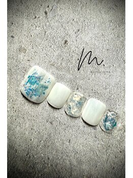 モツヲネイル(motsu.O! NAIL)/涼しげオーロラ入りフットネイル