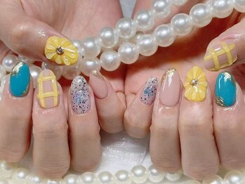 ぷっくり花ネイル