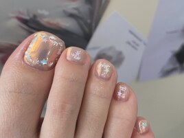オーロラ×ラメ　フットネイル