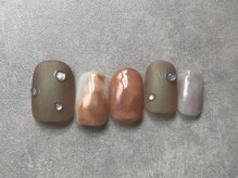 カラネイル 南森町店(calla nail)/マット×メタリック水滴