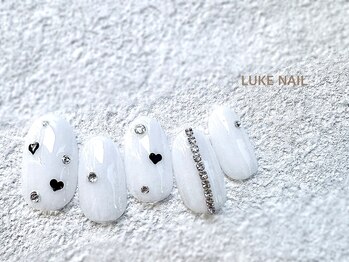 ルークネイル 恵比寿店(LUKE NAIL)/ホワイトハートネイル　冬春