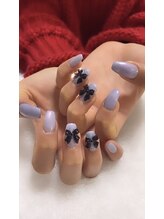 マシェリ(Ma cherie)/ブルー×ブラック＋リボン