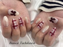 ビアンカ フロム中武立川店(Bianca)/ボルドーチェックネイル¥8500
