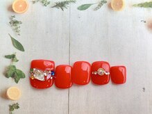 ネイルサロン&スクール ジーナ(GINA)/レッドカーニバル宝石ネイル