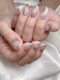 冬ネイル空ゴールドパラジェル