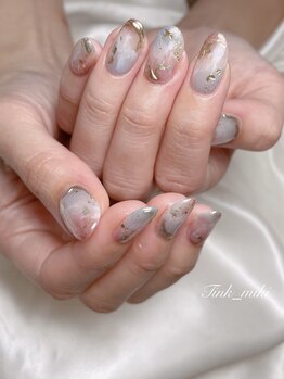 冬ネイル空ゴールドパラジェル