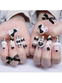 モノトーンガーリーネイル 3D