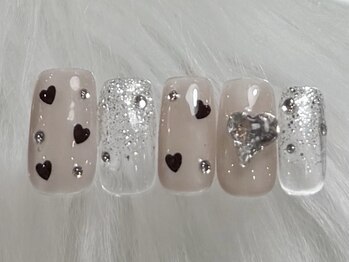 ネイルメゾン 渋谷店(NAIL MAISON)/ワンホンハートキラキラ¥7000