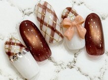 チェリーズネイル(Cherrys Nail)/冬 チェック リボンネイル 