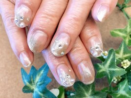 ラメグラデ×ストーン