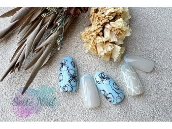 セッテネイル(Sette Nail)/大人な印象のブラックフラワー
