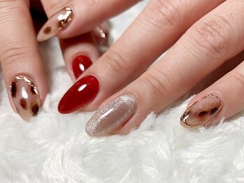 サロンドフォーエイチ(salon de 4H)/インクでニュアンスレオパード♪