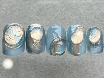 ネイルメゾン 天神店(NAIL MAISON)/ブルーニュアンス水滴夏¥7500
