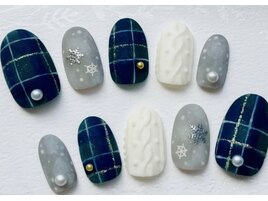 ニットネイル　チェックネイル