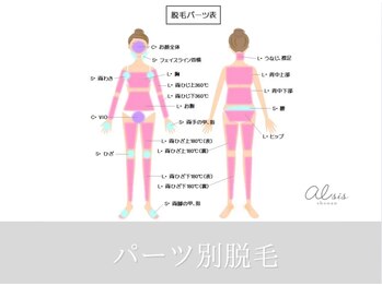 アイシス(AIsis)/脱毛【パーツ別対応箇所】