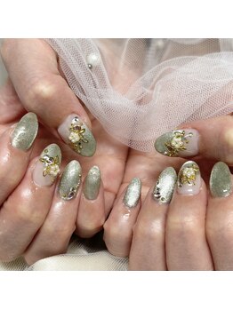 ソラール(SOLAR)/正月☆お花パーツネイル