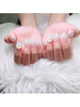 アートネイル ギャラリー(Art nail Gallery)/爽やかミントのフラワーネイル