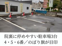 みずき整骨院 骨盤本舗の雰囲気（駐車場5台。院裏3台は広め、院横2台は入口すぐ）
