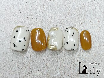 リリー 橋本店(Lily)/秋色ダルメシアンネイル