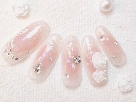 【ワンホンコース】薔薇ネイル
