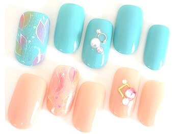 ネイルサロン クイール 小山店(NAIL SALON QUILL)/ワンカラー＋お花アート