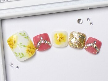 ネイルサロンフォーユー(for u)/FOOT♪押し花￥8000