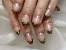 ディアネイル(dear.nail)/ベッコウ柄フレンチ