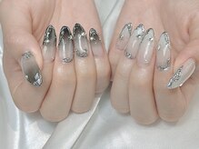 ヒールネイル(heal nail)/black×white×silver.