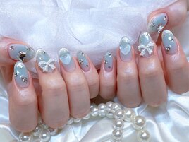 ちゅるん水色グラデ×リボン