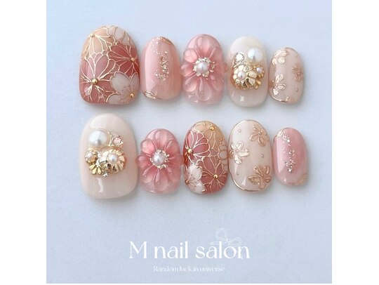 新作】☆B-118☆和柄ネイルチップ ピンク×パープルの成人式ネイル  