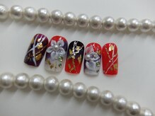 ネイルサロンミキ 横浜(MIKI)/着物和装3Ｄ花成人式卒業式赤金