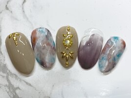 夏から秋へ♪大理石ネイル￥8200