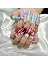 グラフネイル(graphnail)/スカルプ×チェック×フレンチ