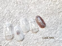 ルークネイル 恵比寿店(LUKE NAIL)/ホワイト結晶チェックネイル　冬