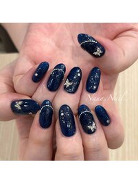 キラキラブルーネイル