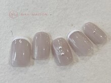 ネイルメゾン 梅田(NAIL MAISON)/白ラインポップフレンチパール