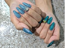 ネイルサロン グレイス(Grace)/【スカルプ】夏色ラメワンカラー