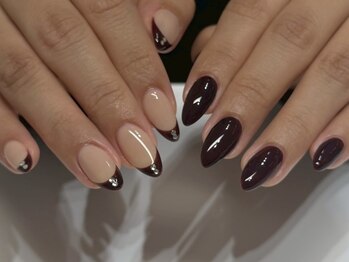 アイネイルズ 新宿店(I nails)/【Nanase】ちぐはぐブラウン
