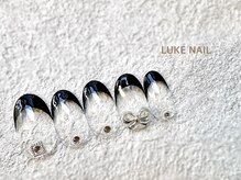 ルークネイル 恵比寿店(LUKE NAIL)/ブラックリボンフレンチ　冬春
