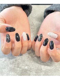 ブラック×ホワイト×ラメ
