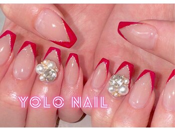 ヨロネイル(YOLO NAIL)/フレンチ＋ラメライン有料パーツ