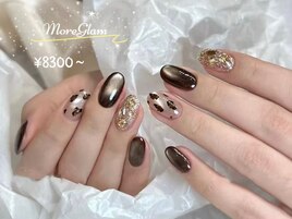 ヒョウ柄　べっこう　冬ネイル