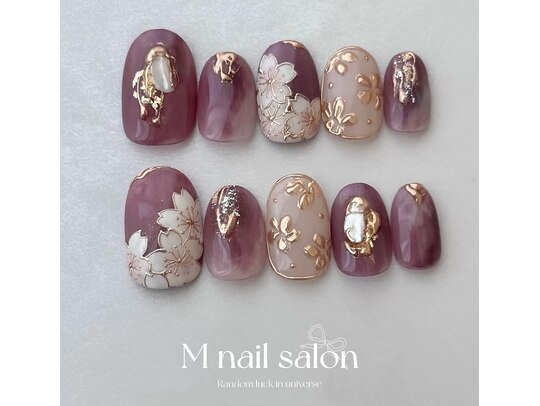 ☆B-93☆和柄ネイルチップ 薄紫のお着物ネイル 成人式前撮り振袖  