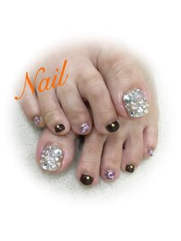 ストーン×タイダイフットネイル